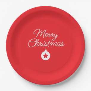 Merry Christmas Classical Unique Minimalist Plain Paper Plates