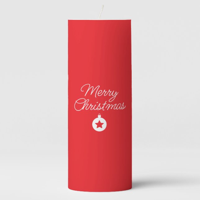 Merry Christmas Classical Unique Minimalist Plain Pillar Candle (Front)