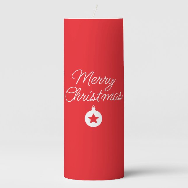 Merry Christmas Classical Unique Minimalist Plain Pillar Candle (Front)
