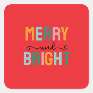 Merry Christmas Classical Unique Minimalist Plain Square Sticker