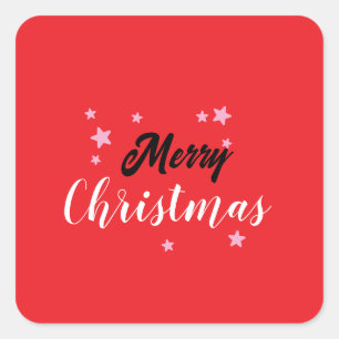 Merry Christmas Classical Unique Minimalist Plain Square Sticker
