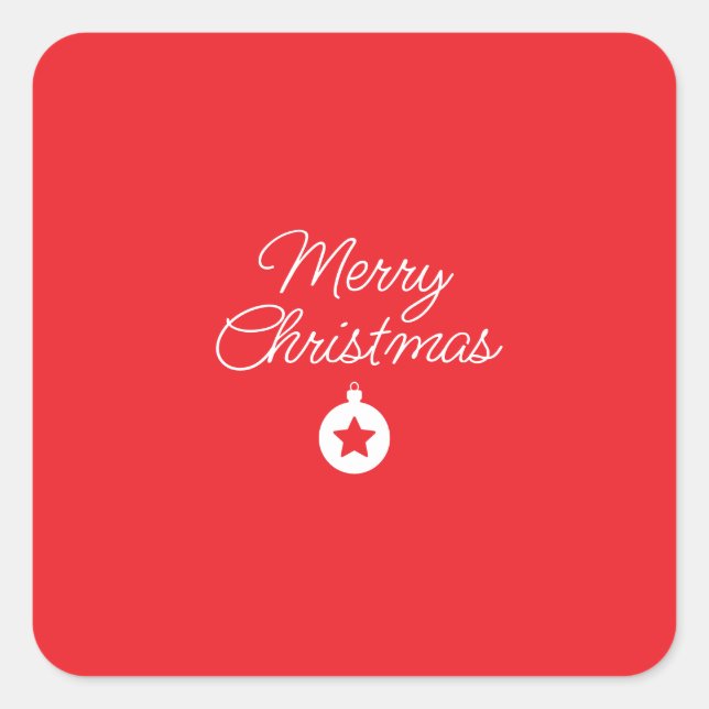 Merry Christmas Classical Unique Minimalist Plain Square Sticker (Front)
