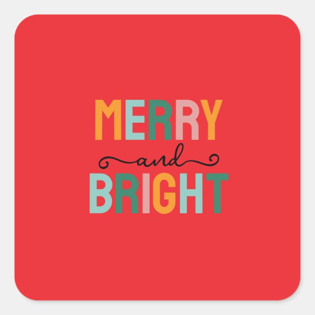 Merry Christmas Classical Unique Minimalist Plain Square Sticker (Front)