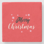 Merry Christmas Classical Unique Minimalist Plain Stone Coaster
