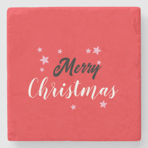 Merry Christmas Classical Unique Minimalist Plain Stone Coaster