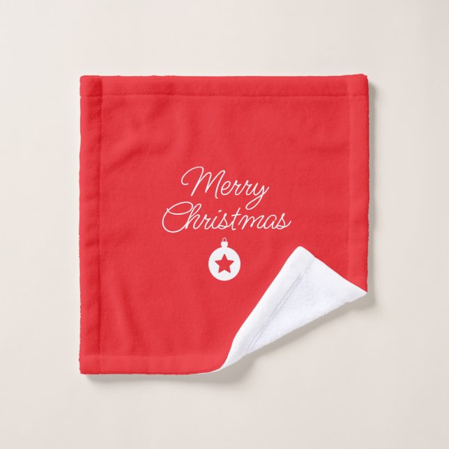 Merry Christmas Classical Unique Minimalist Plain Wash Cloth (Wash Cloth)