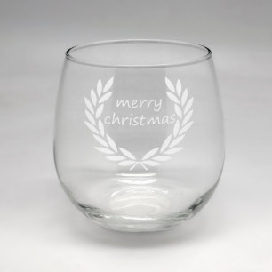 Merry Christmas Clear Stemless Wine Glass
