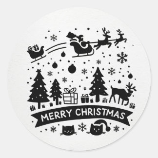 merry christmas clipart classic round sticker