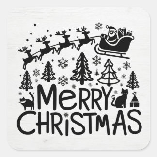 Merry christmas clipart square sticker