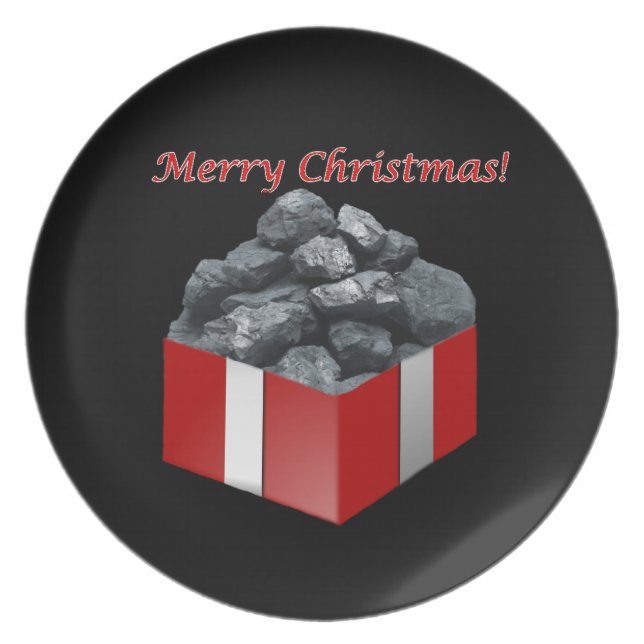 Merry Christmas Coal Present Dinner Plate (Front)