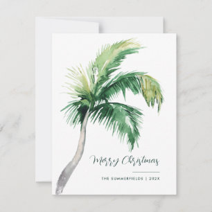 Merry Christmas Coastal Palm Tree Modern Holiday Card
