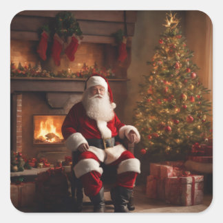 Merry Christmas Coaster – Festive Holiday Square Sticker