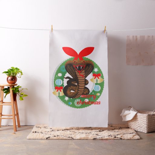 merry christmas cobra snake fabric