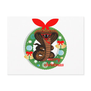 merry christmas cobra snake holiday postcard