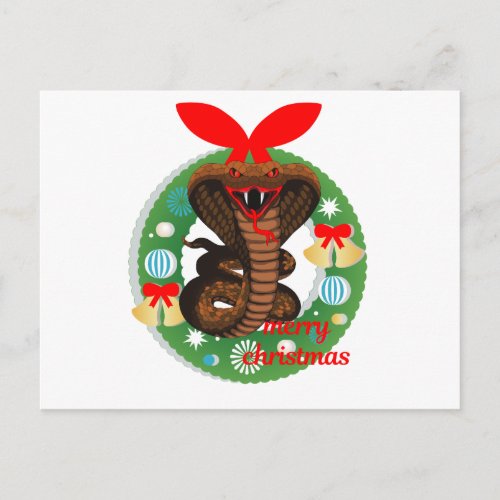 merry christmas cobra snake holiday postcard