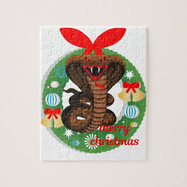 merry christmas cobra snake jigsaw puzzle (Vertical)