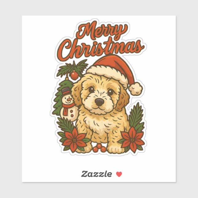 Merry Christmas Cockapoo Design Sticker (Sheet)
