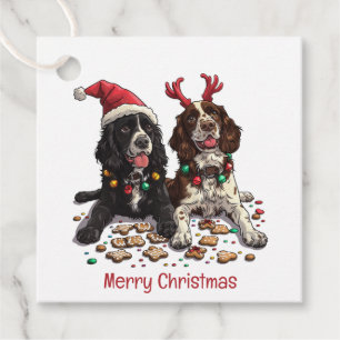 Merry Christmas Cocker Spaniel Dogs Favor Tags