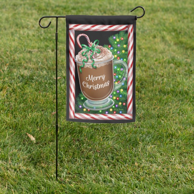 Merry Christmas Cocoa Reversible Garden Flag (In SItu)