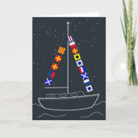 Merry Christmas - Code Flags Sailboat Card