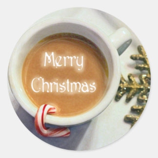 Merry Christmas Coffee Latte Stickers
