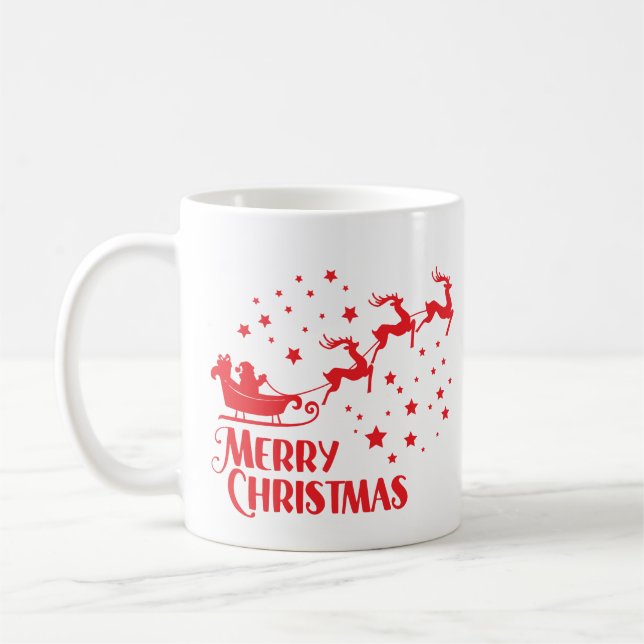 Merry Christmas Coffee Mug – Festive Red Design (Left)