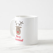 Merry Christmas coffee mug with cute reindeer (Front Left)