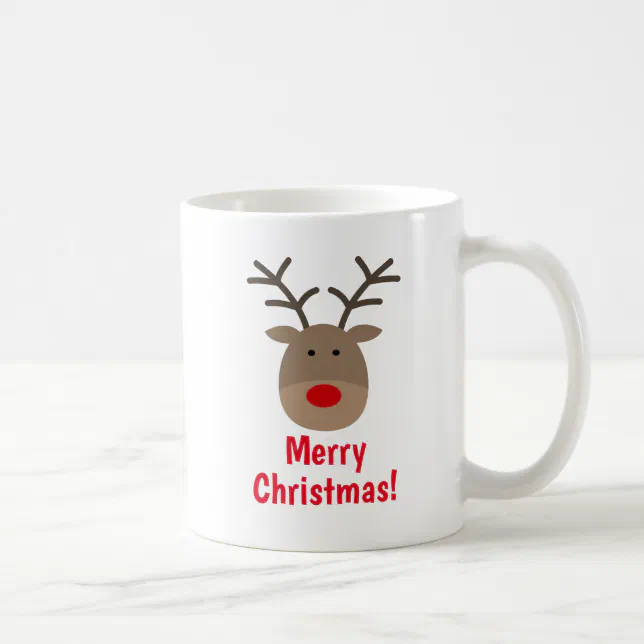 Merry Christmas coffee mug with cute reindeer | Zazzle