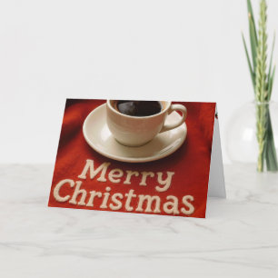 Merry Christmas Coffee On a Red Blanket Holiday Card