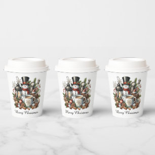 Merry Christmas coffee snowman Paper Cups
