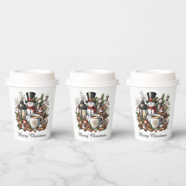 Merry Christmas coffee snowman  Paper Cups (Multi)