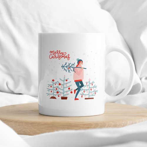 Merry Christmas Coffee Tea Typography Winter Xmas Coffee Mug