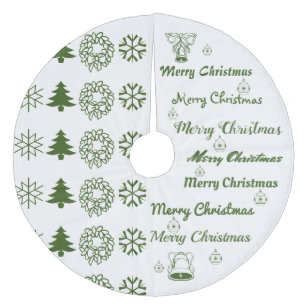 Merry Christmas Collage F Green Fleece Tree Skirt