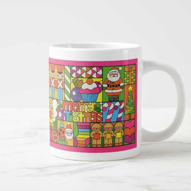 Merry Christmas Collage Giant Coffee Mug (Right)