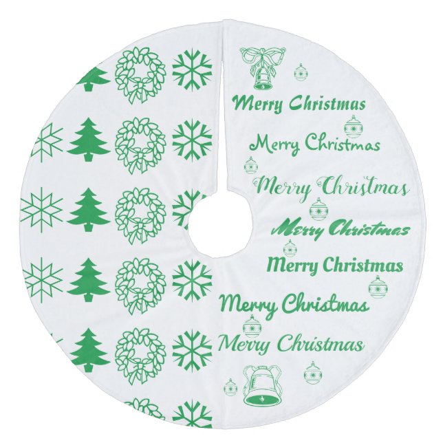 Merry Christmas Collage Green Fleece Tree Skirt (Front)