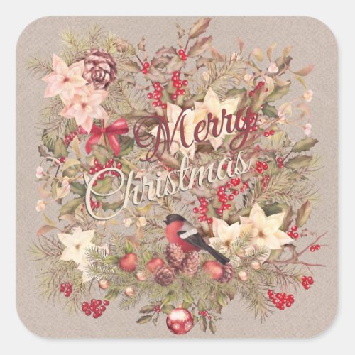 Merry Christmas Collage Square Stickers