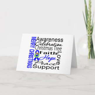 Merry Christmas Colon Cancer Ribbon Collage Holiday Card