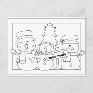 Merry Christmas color me card (snowmen)