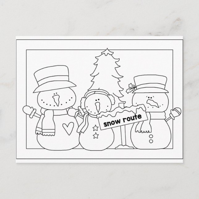 Merry Christmas color me card (snowmen) (Front)