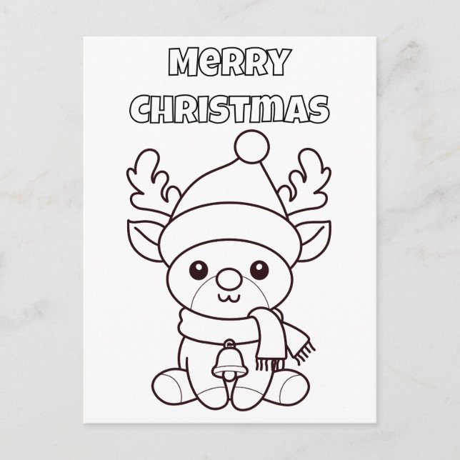 Merry Christmas Color Me Reindeer  Postcard (Front)
