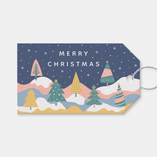 Merry Christmas colorful abstract christmas trees Gift Tags