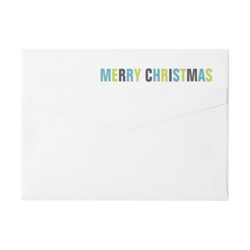 Merry Christmas Colorful Bold Letters Holiday  Wrap Around Label
