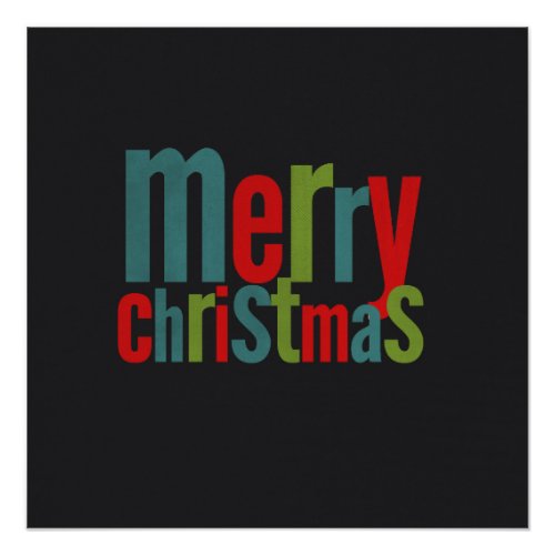 Merry Christmas Colorful Chalkboard Poster