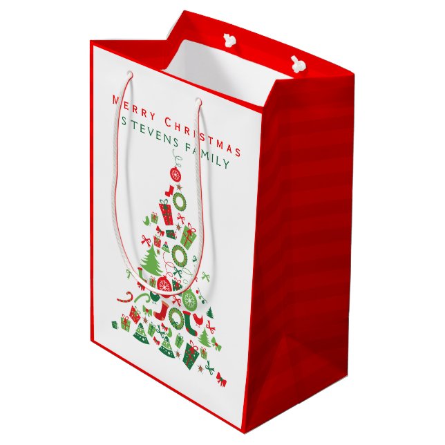 Merry Christmas Colorful Christmas Tree 2 Medium Gift Bag (Back Angled)