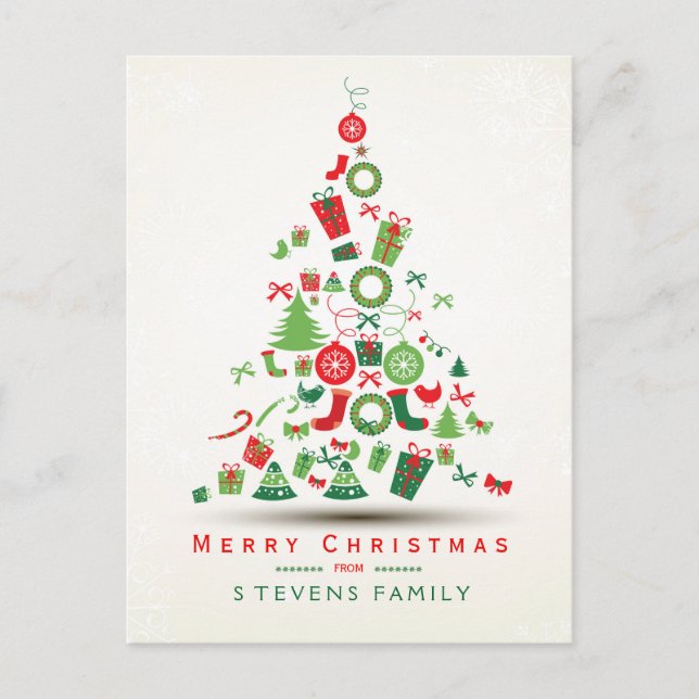 Merry Christmas Colorful Christmas Tree Holiday Postcard (Front)