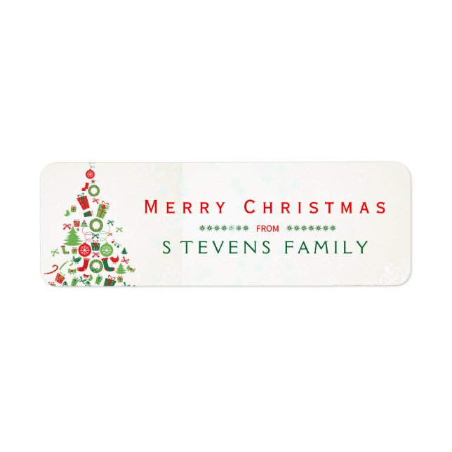 Merry Christmas Colorful Christmas Tree Label (Front)