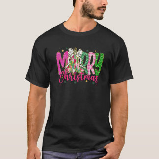 Merry Christmas Colorful Coquette Bow Christmas Tr T-Shirt