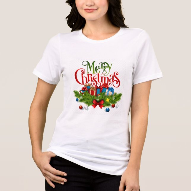 Merry Christmas, Colorful design, Tri-Blend Shirt (Front)