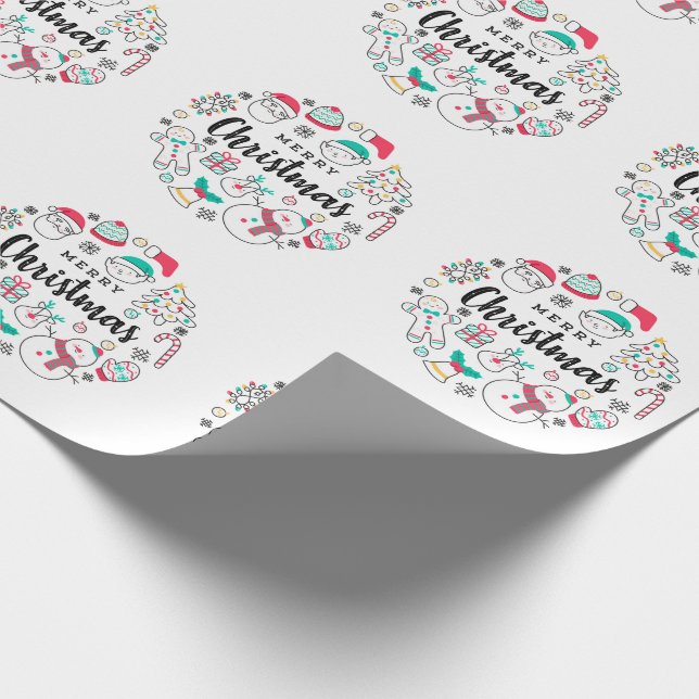 Merry Christmas colorful drawing Wrapping Paper (Corner)