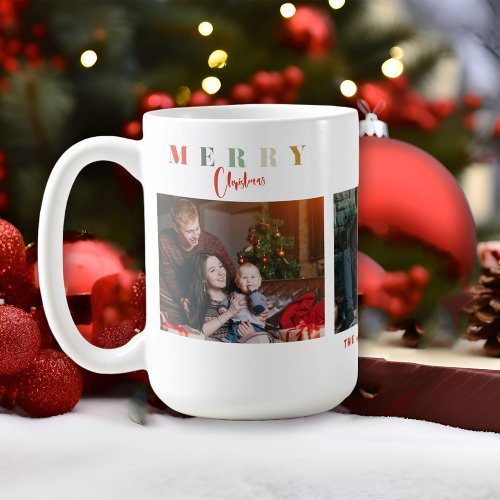 Merry Christmas Colorful Family Collage Typography Coffee Mug